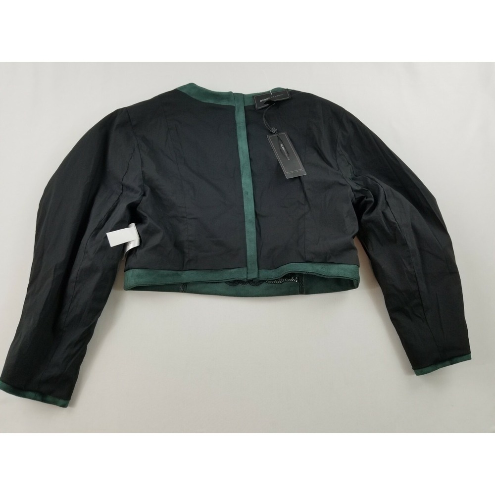 BCBGMAXAZRIA Women Spruce Green Cropped Embroidered Jacket QVV15A76-302 M - Picture 12 of 12